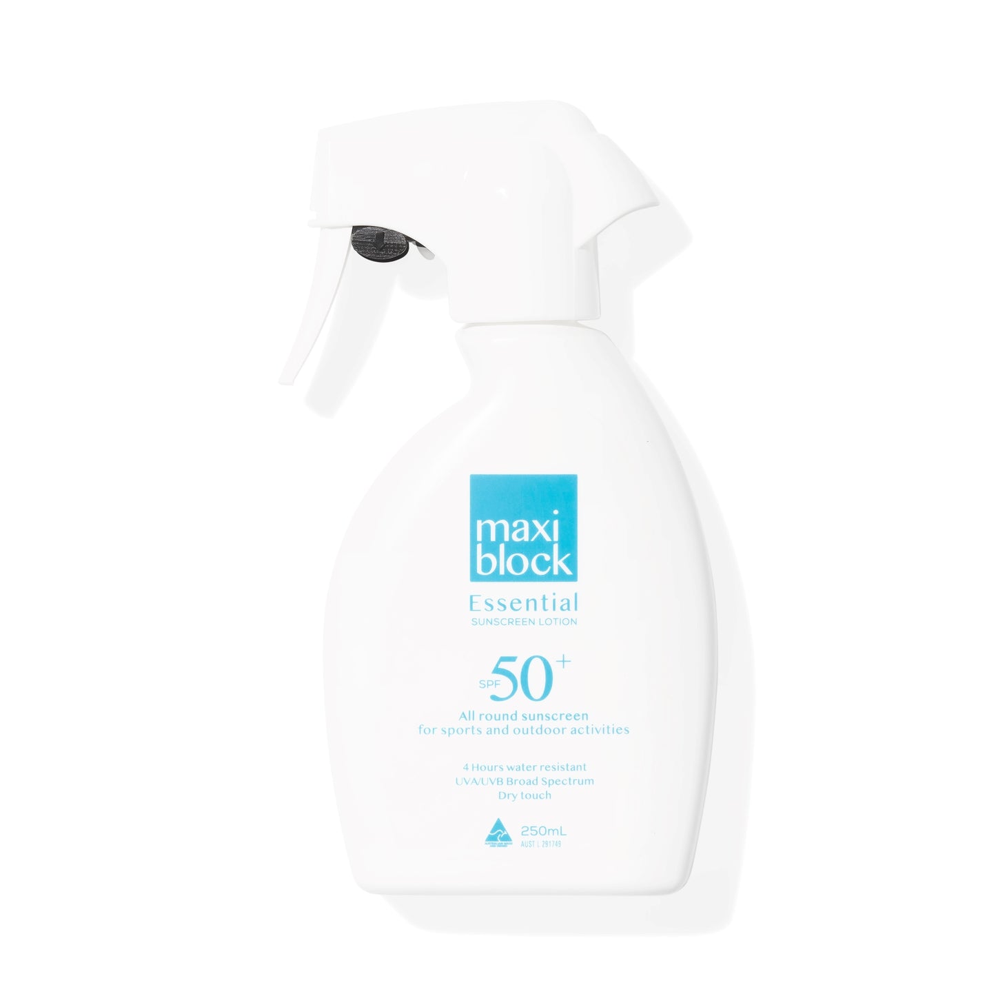 Maxiblock Essential non greasy sunscreen spray SPF 50+ product photo