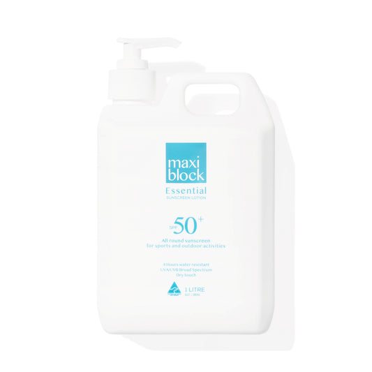 Maxiblock Essential non greasy sunscreen bottle SPF 50+ product photo