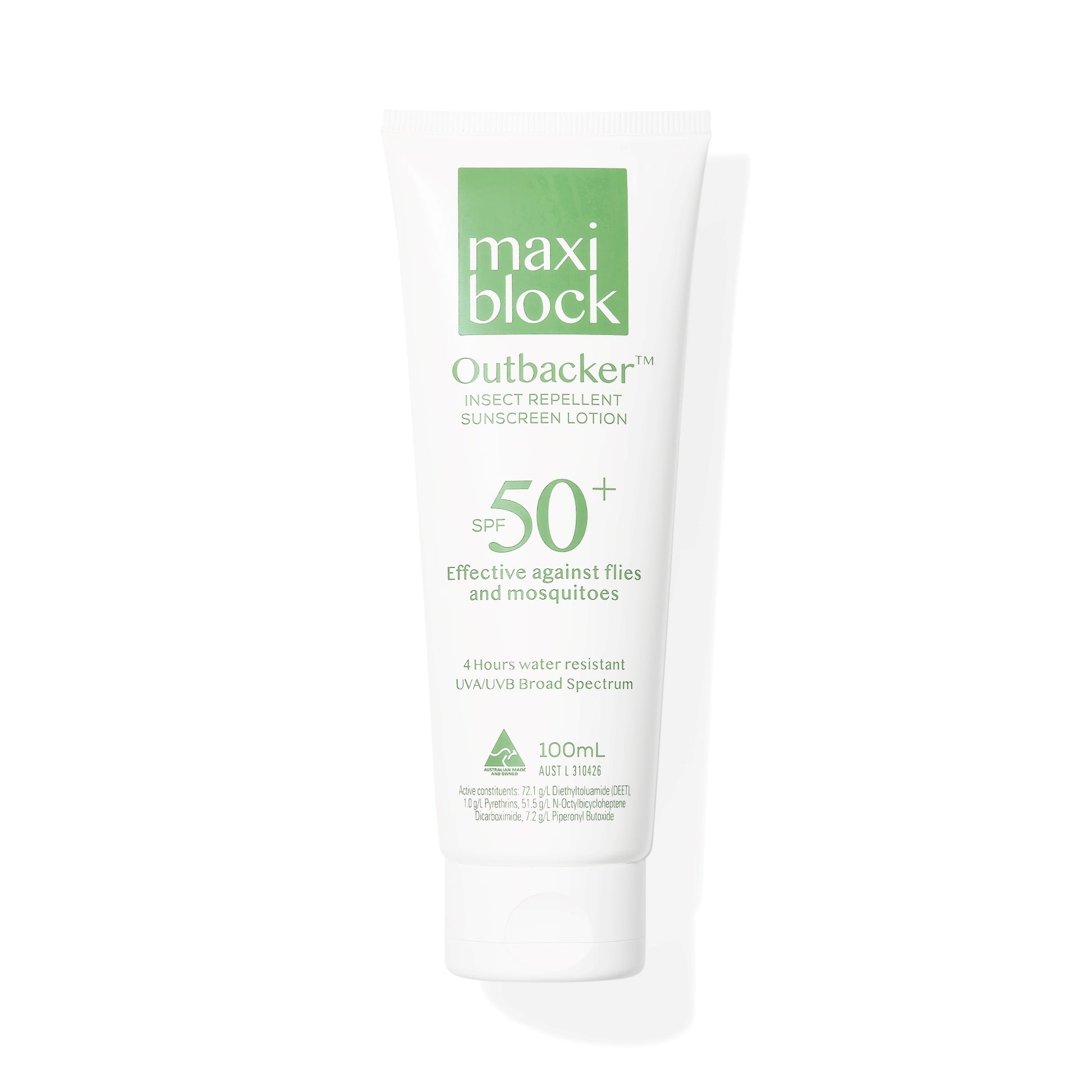Maxiblock Outbacker Sunscreen with insect repellent tube SPF 50+ product photo