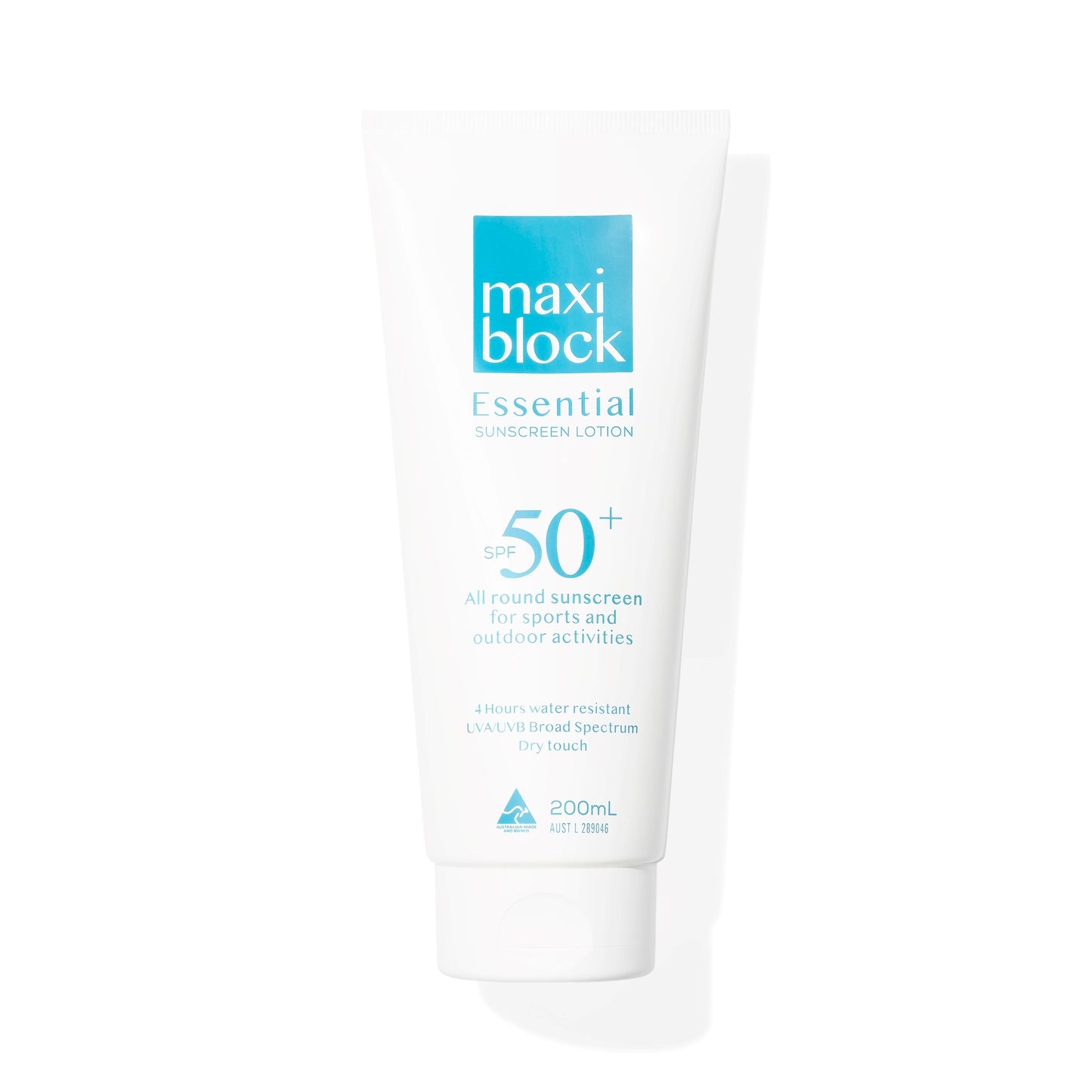 Maxiblock Essential non greasy sunscreen tube SPF 50+ product photo