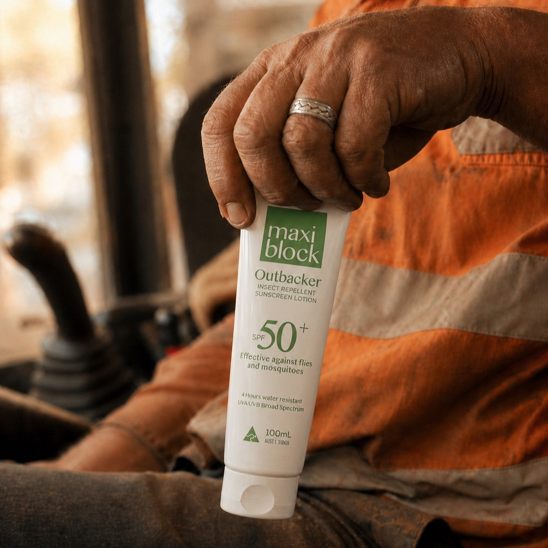 outdoor worker maxiblock outbacker sunscreen with insect repellent