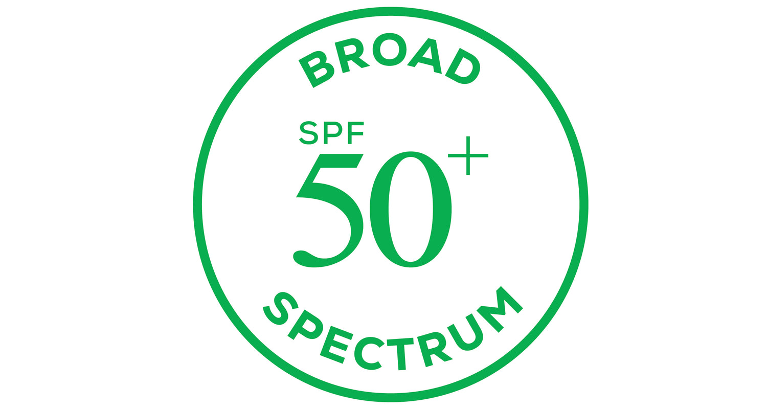 Broad spectrum SPF 50+ rating badge for Maxiblock Outbacker sunscreen with insect repellent