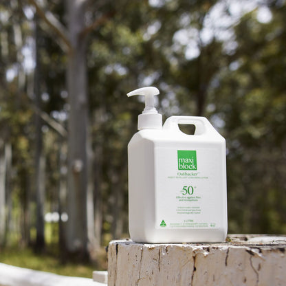 sunscreen with insect repellent pump on a log
